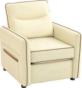 HOMCOM Poltrona Sala de Estar Estofada em Couro Sintético Poltrona Relax Moderna com Assento Largo Acolchoado Espesso 80x81x90 cm Bege | Aosom Portugal