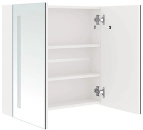 Armário espelhado casa de banho LED 62x14x60cm branco brilhante