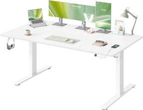 Secretária elétrica 180 x 80 x (72-120) cm com altura ajustável, porta USB e função de memória Branco mate
