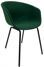 Conjunto 2 Cadeiras de Cozinha e Sala de Jantar  KIEL, metal, estofado tecido verde