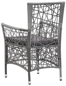 7 pcs conjunto de jantar para exterior vime PE cinzento