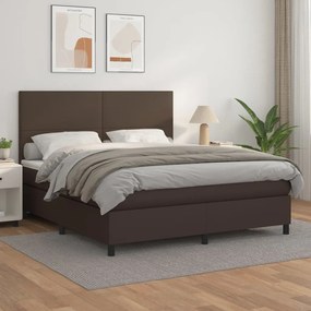 vidaXL Cama com molas/colchão 180x200 cm couro artificial castanho