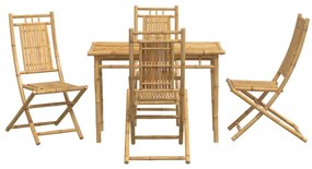 5 pcs conjunto de jantar para jardim bambu