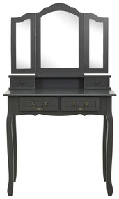 Conj. toucador com banco 80x69x141 cm madeira paulownia cinza