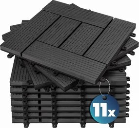 Conjunto 11 unidades Ladrilhos compostos para terraços, 30 x 30 cm mosaico Antracite
