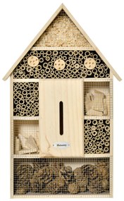 Outsunny Hotel de insetos de 5 andares Casa de insetos de madeira e bambu para abelhas Borboletas Joaninhas Uso ao ar livre em jardim 32x12,5x57 cm Cor natural