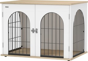 Gaiola para cães, móvel 80 x 56 x 59 cm, gaiola interior para cães em forma de arco com porta dupla, que também serve como mesa auxiliar, em metal, br