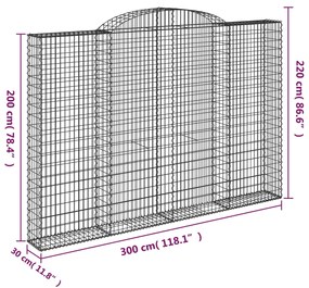 Cestos gabião arqueados 3pcs 300x30x200/220cm ferro galvanizado