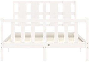 Cama sem colchão 140x200 cm madeira de pinho maciça branco