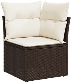 7 pcs conjunto de sofás jardim c/ almofadões vime PE castanho