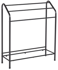 Toalheiro de pé metálico com prateleira preto e castanho escuro 72 x 85 cm MURIVA Beliani