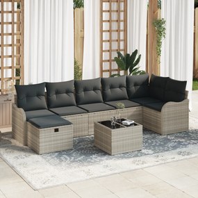 Conjunto de Sofá de Jardim vidaXL 8 Peças com Almofadas Cinza Claro Ra