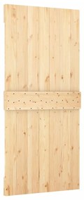 Porta de correr c/ ferragens 100x210 cm madeira de pinho maciça