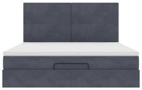 Estrutura cama otomana colchões 180x200 cm cinzento escuro