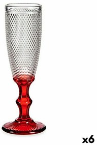 Copo de Champanhe Vermelho Transparente Pontos Vidro 6 Unidades (180 Ml)