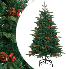 Árvore de Natal artificial articulada c/ pinhas e bagas 120 cm