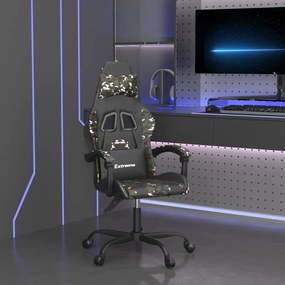 vidaXL Cadeira gaming couro artificial preto e camuflado