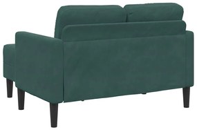 Sofá 2 lugares com Chaise em L 125 cm veludo verde-escuro