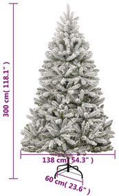 Árvore de Natal artificial articulada c/ flocos de neve 300 cm