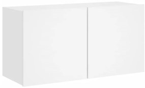 6 pcs móveis de parede p/ TV derivados de madeira branco