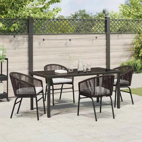 Conjunto de Jantar de Jardim com 5 Peças e Almofadas em Rattan de Poli
