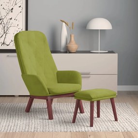vidaXL Cadeira de descanso com banco p/ pés veludo verde-claro