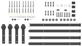 Kit de ferragens para porta deslizante 305 cm aço preto