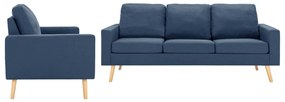 vidaXL 2 pcs conjunto de sofás tecido azul