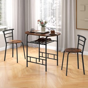 Conjunto de cozinha e jantar de 3 peças de com mesa de cozinha e 2 Cadeiras Tampo de mesa em madeira Tampo de mesa folheado a madeira Suporte adiciona