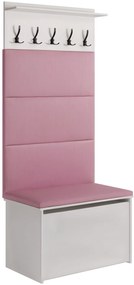 Armário para sapatos e cabides com assento ANDY branco/rosa