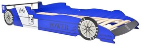 Cama carro de corrida LED para crianças 90x200 cm azul