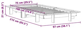 Cama sem colchão 75x190 cm madeira de pinho maciça