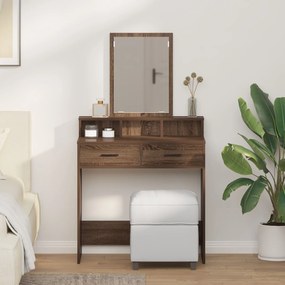 Mesa de Maquiagem com Gavetas Castanho Carvalho 79x41x140 cm
