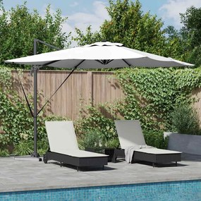 vidaXL Guarda-sol Cantilever Roma da com LEDs Solares - Areia - 286 x 285 x 270 cm - Alumínio