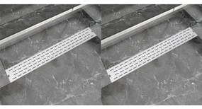 Dreno de chuveiro linear 2 pcs linhas 830x140 mm aço inoxidável