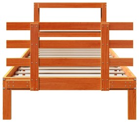 Estrutura cama c/ cabeceira 90x200 cm pinho maciço castanho-mel