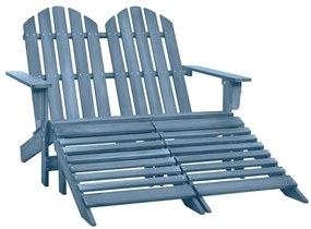 vidaXL Cadeira de jardim e otomano Adirondack 2 lugares abeto azul
