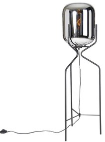 Candeeiro de pé design preto com vidro fumê - Bliss Design