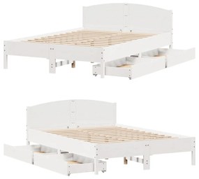 Cama sem colchão 140x190 cm madeira de pinho maciça branco