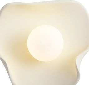 Candeeiro de Parede Japandi Creme com Vidro Branco - Parel