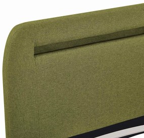 Estrutura de cama com LED sem colchão 150x200 cm tecido verde