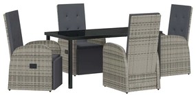 Conjunto de Jantar de Jardim 5 pcs Cinzento 160 x 80 x 73 cm