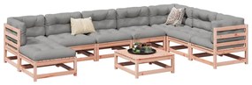 vidaXL 9 pcs conj. sofás jardim c/ almofadões madeira abeto-de-douglas