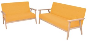 vidaXL Conjunto de sofás 2 pcs tecido amarelo