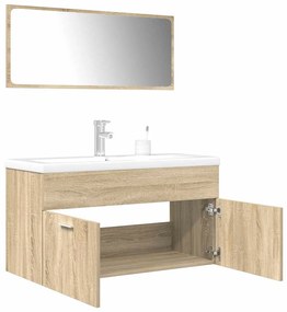 vidaXL 3 pcs conj. móveis casa banho derivados madeira carvalho sonoma