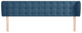 Cabeceira de cama c/ abas veludo 183x23x78/88cm azul-escuro