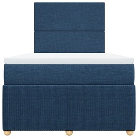 Cama boxspring com colchão 120x190 cm tecido azul