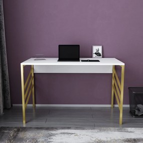 Secretária de Estudo Josephine – Dourado e Branco – 120x60x74,8 cm