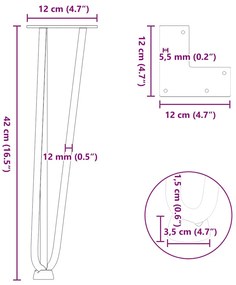 Pernas de grampo para mesa de centro 4 peças, branco, 42 cm, aço maciç