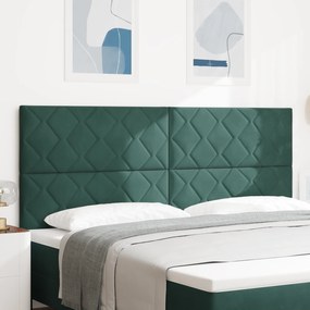 Cabeceira Design de Blocos de Diamante Verde Escuro 200 cm Veludo